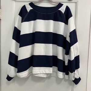 Blue and White Striped Short Sweater